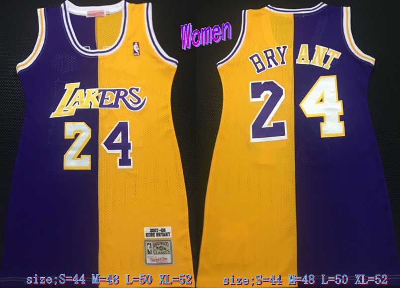 Women Lakers 24 Kobe Bryant Split Yellow Purple 2007-08 Hardwood Classics Jersey,We sell and wholesale Women Lakers 24 Kobe Bryant Split Yellow Purple 2007-08 Hardwood Classics Jersey on line form chian!